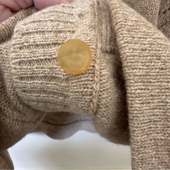 St. Michael Women’s Tan Shetland Wool Cardigan Sweater Size 20 Made In Britain - Picture 5 of 7